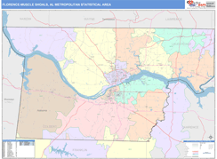 Florence-Muscle Shoals Metro Area Digital Map Color Cast Style